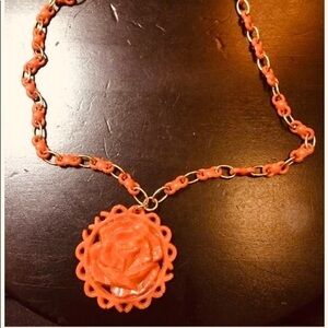 Vintage Retro Orange Plastic Necklace